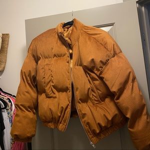 Corduroy Cropped Puffer Coat